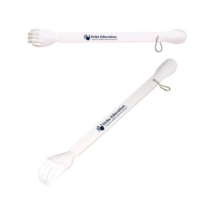 Custom Promotional Back Scratcher & Branded Shoe Horn Combo with Logo - White