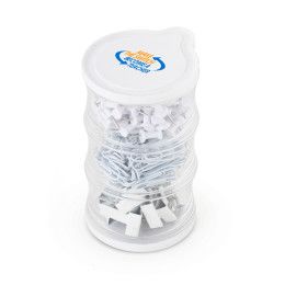 White Custom Tower of Clips and Push Pins White Custom Tower of Clips and Push Pins