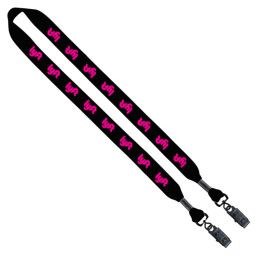 Custom 3/4" Cotton Double Bulldog Clip Lanyard - Black
