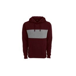 Custom Premium Cotton Blocked Fleece Pullover Hoodie - Deep Maroon front view