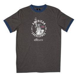 Custom America 250 ACE Ringer Tee - Charcoal With Blue