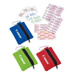 Custom Zippered 20-Piece First Aid Pouch - All color