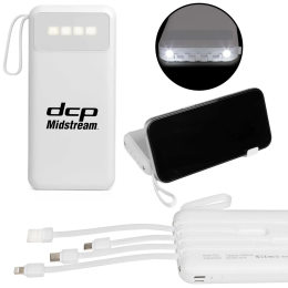 Custom StandCharge 4-in-1 Power Bank - White Custom StandCharge 4-in-1 Power Bank - White