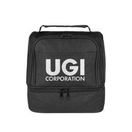 Custom CarryCool Double Deck Lunch Bag - Black Front view
