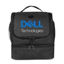 Custom ChillMate Double Deck Lunch Bag with Mesh Pockets - Black Front view