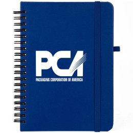 Custom 5 x 7 Premium UltraHyde Leather Notebook with Pen Holder - Blue 