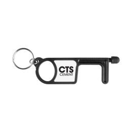 Custom No-Touch Tool with Key Ring & Stylus - White Custom No-Touch Tool with Key Ring & Stylus - White