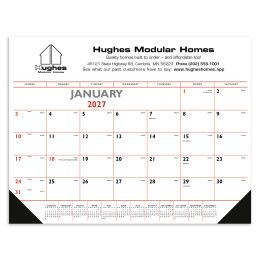 Custom Triumph® Desk Pad Calendar - Red & Black with Vinyl Corners