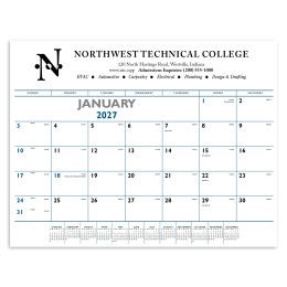 Custom Triumph® Desk Pad Calendar - Blue & Black Custom Triumph® Desk Pad Calendar - Blue & Black