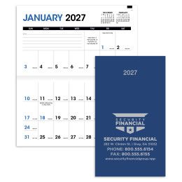 Custom Monthly Pocket Planner Books with Company Logo -  Matte Blue 