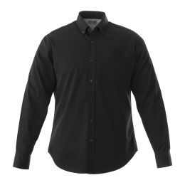 Custom Men's Tall WILSHIRE Long Sleeve Button Up Shirt - Black Front view