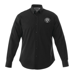 Custom Men's Tall WILSHIRE Long Sleeve Button Up Shirt - Black Front View Custom Men's Tall WILSHIRE Long Sleeve Button Up Shirt - Black Front View