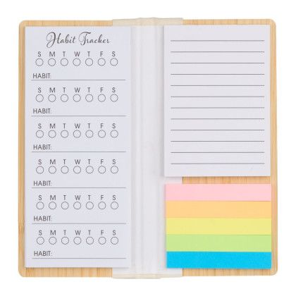 Custom Wellable FSC 100% Bamboo Sticky Note Pad - Natural In Use 