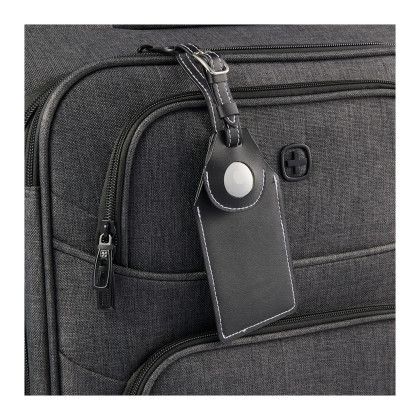 Custom Wander & Roam Luggage Tag with AirTag Holder - Black In use 