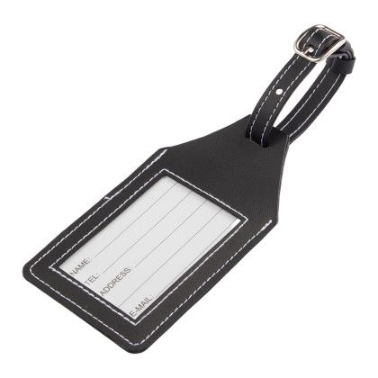 Custom Wander & Roam Luggage Tag with AirTag Holder - Black Back View 