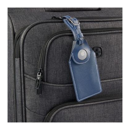 Custom Wander & Roam Luggage Tag with AirTag Holder - Navy In Use 