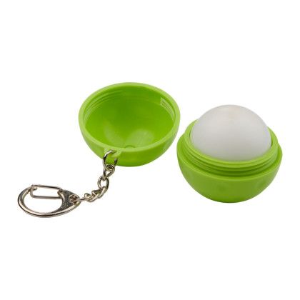Custom Pickleball SPF15 Lip Balm Keychain - Green Open View 