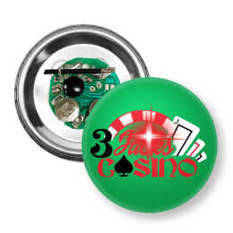 Custom 1.75" Round Celluloid Button with a Red Flashing LED Light Custom 1.75" Round Celluloid Button with a Red Flashing LED Light