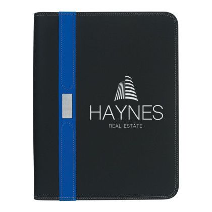Custom Contemporary Zippered Portfolio - Royal Blue