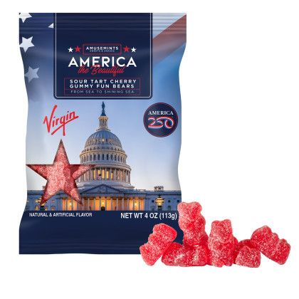 Custom America 250 - 4 oz. Digibag - Cherry Gummy Bears - Red