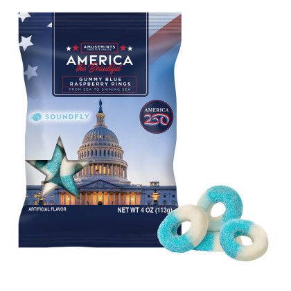 Custom America 250 - 4 oz. Digibag-Blue Raspberry Rings - Blue/White Custom America 250 - 4 oz. Digibag-Blue Raspberry Rings - Blue/White