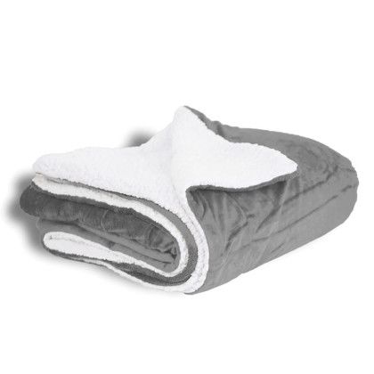 Custom Micro Soft Touch Sherpa Blanket - Grey 