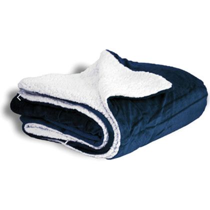 Custom Micro Soft Touch Sherpa Blanket - Navy 