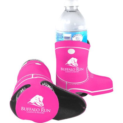 Custom American Made Boot Bottle Cooler - Neon Pink 