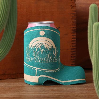 Custom American Made Boot Bottle Cooler - Turquoise 