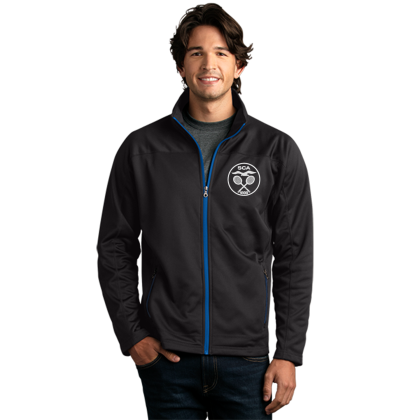 Custom Brushed Back Micro-Fleece Full-Zip Jacket - Black/Royal 