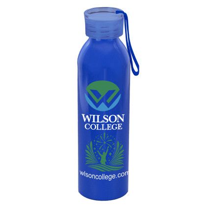 Custom Bender 22 Oz Recycled Rpet Aluminum Bottle With Carry Strap Lid - Blue