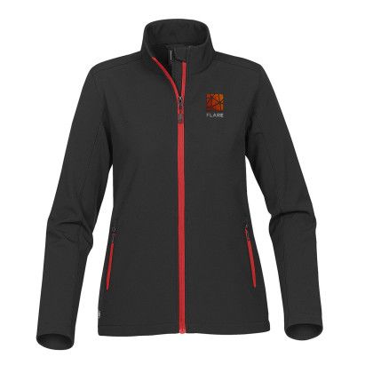 Custom Stormtech Orbiter Women's Softshell - Black/Red