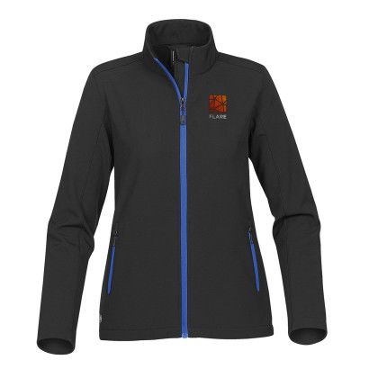 Custom Stormtech Orbiter Women's Softshell - Black/Azure