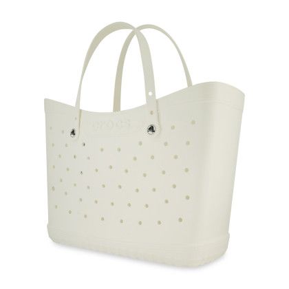 Custom Crocs Classic Large Tote - White/Powder Pink - Side View Custom Crocs Classic Large Tote - White/Powder Pink - Side View