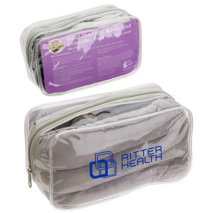 Custom BeWell Flaxseed Heat Therapy Neck/Shoulder Pad with Hand Loops - Gray Packing view