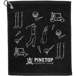 Custom 15'' x 18'' Terry Golf Towel - Black