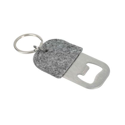 Custom THE GOODS Recycled Felt Bottle Opener - Gray side view