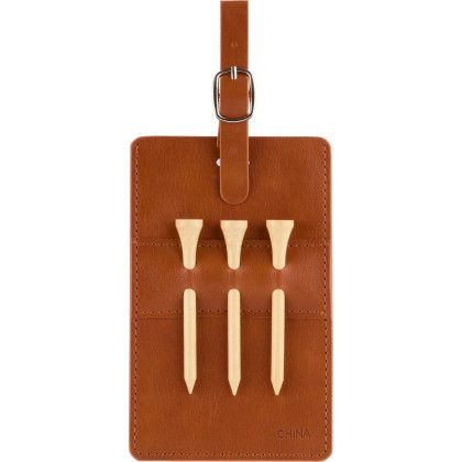 Custom Golf Bag Tag and Tee Set - Brown Back view
