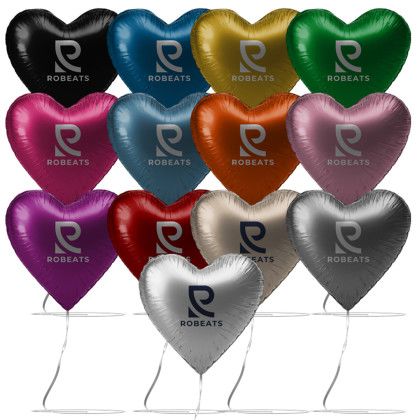 Custom 18" Heart-shaped Mylar Balloon 1 COLOR 1 SIDE - All Colors 