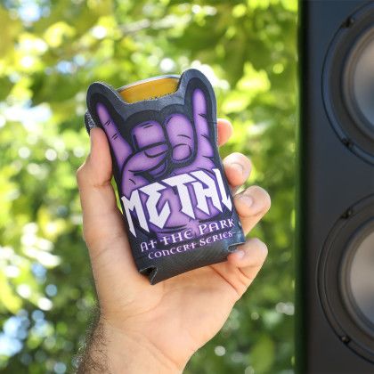 Custom American Made Rock On Can Cooler - Lifestyle View 