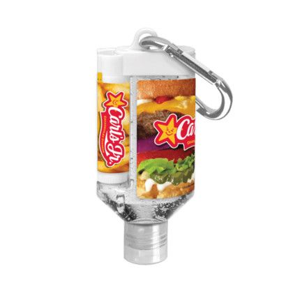 Custom 1.9 oz Duo Bottle Sanitizer + SPF 15 Lip Balm + Carabiner - Silver