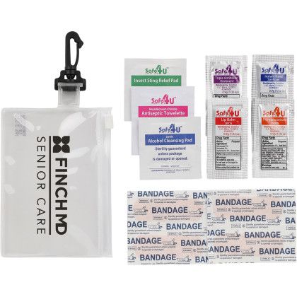 Custom On The Go 12-Piece First Aid Pack - Clear Open view