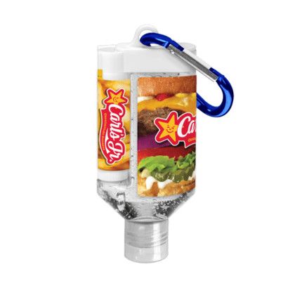 Custom 1.9 oz Duo Bottle Sanitizer + SPF 15 Lip Balm + Carabiner - Blue