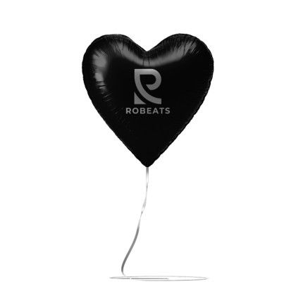 Custom 18" Heart-shaped Mylar Balloon 1 COLOR 1 SIDE - Black 