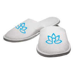 Custom Cotton Velour Slippers - White 