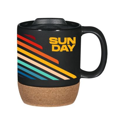 Custom 14 oz. Full Color Cork Base Ceramic Mug - Black Custom 14 oz. Full Color Cork Base Ceramic Mug - Black