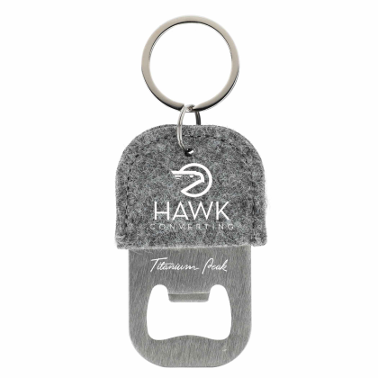 Custom THE GOODS Recycled Felt Bottle Opener - Gray 