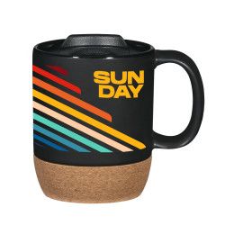 Custom 14 oz. Full Color Cork Base Ceramic Mug - Black