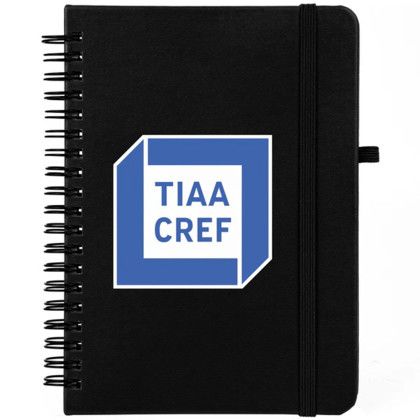 Custom 5 x 7 Premium UltraHyde Leather Notebook with Pen Holder - Black Front view Custom 5 x 7 Premium UltraHyde Leather Notebook with Pen Holder - Black Front view