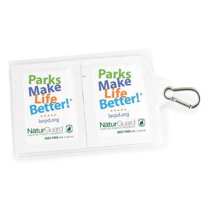 Custom GoPac with NaturGuard Insect Repellent Wipes, with Carabiner, Label Imprint - White